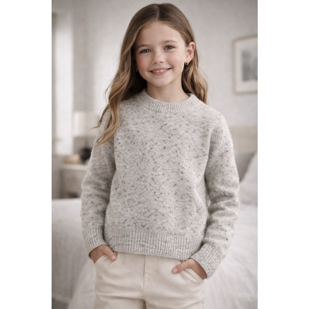 Madewell 100% Cashmere Speckled Knit Sweater Gray Girls Size L
